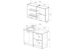 Кухонный гарнитур Антика лайт, 120 см